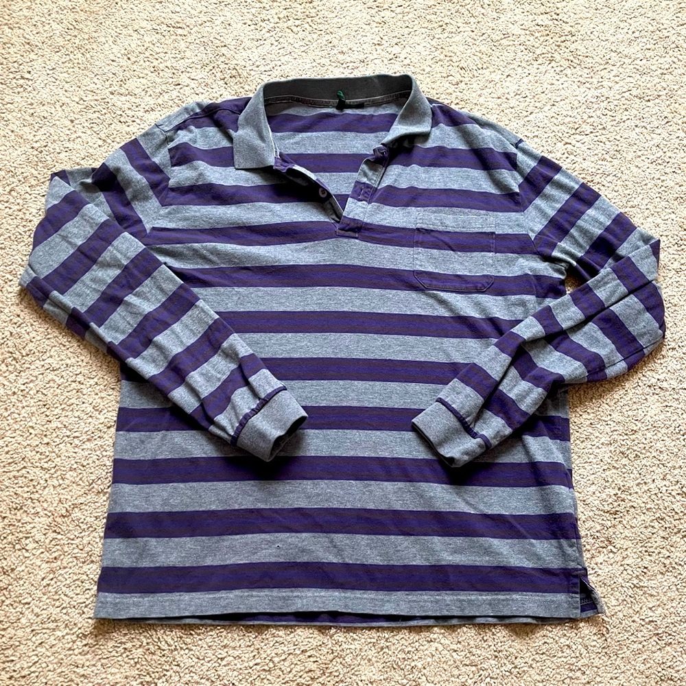 Striped Stile Benetton Collared Long Sleeved Shirt
